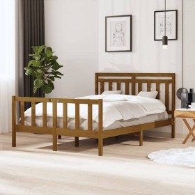 Estructura de cama de madera maciza marrón miel 140x200 cm de vidaXL, Camas y somieres - Ref: Foro24-3100961, Precio: 155,06 ...