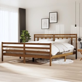 Honey brown solid wood bed frame 200x200 cm by vidaXL, Beds and slatted bases - Ref: Foro24-3100677, Price: 164,99 €, Discoun...