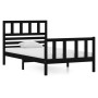 Black solid wood single bed frame 90x190 cm by vidaXL, Beds and slatted bases - Ref: Foro24-3101122, Price: 129,99 €, Discoun...