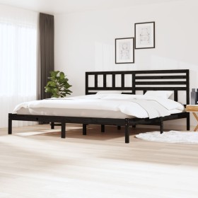 Black solid wood bed frame 180x200 cm by vidaXL, Beds and slatted bases - Ref: Foro24-3101042, Price: 195,03 €, Discount: %