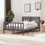 Gray Solid Wood Double Bed Frame 4FT6 135x190cm by vidaXL, Beds and slatted bases - Ref: Foro24-3100696, Price: 146,99 €, Dis...