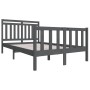 Estructura de cama doble de madera maciza gris 4FT6 135x190 cm de vidaXL, Camas y somieres - Ref: Foro24-3100696, Precio: 146...