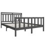 Estructura de cama de madera maciza gris 150x200 cm de vidaXL, Camas y somieres - Ref: Foro24-3100965, Precio: 163,99 €, Desc...