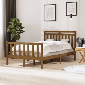 Honey brown solid wood bed frame 120x200 cm by vidaXL, Beds and slatted bases - Ref: Foro24-3100956, Price: 136,99 €, Discoun...