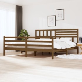 Honey brown solid wood bed frame 180x200 cm by vidaXL, Beds and slatted bases - Ref: Foro24-3101106, Price: 211,99 €, Discoun...