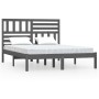 Solid gray pine wood bed frame 140x200 cm by vidaXL, Beds and slatted bases - Ref: Foro24-3101025, Price: 158,24 €, Discount: %