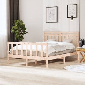 Estructura de cama madera maciza 140x190 cm de vidaXL, Camas y somieres - Ref: Foro24-3100699, Precio: 117,99 €, Descuento: %