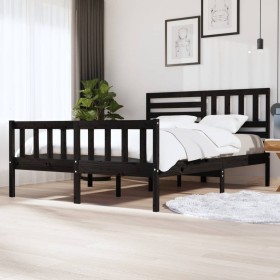 Estructura de cama de madera maciza negra 160x200 cm de vidaXL, Camas y somieres - Ref: Foro24-3101167, Precio: 202,99 €, Des...