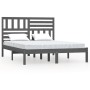 Solid gray pine wood bed frame 135x190 cm by vidaXL, Beds and slatted bases - Ref: Foro24-3101000, Price: 165,78 €, Discount: %