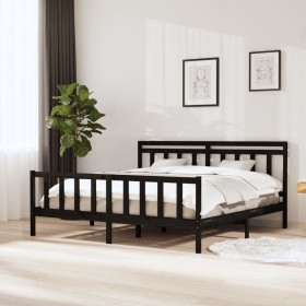 Super king black solid wood bed frame 180x200 cm by vidaXL, Beds and slatted bases - Ref: Foro24-3100977, Price: 196,99 €, Di...