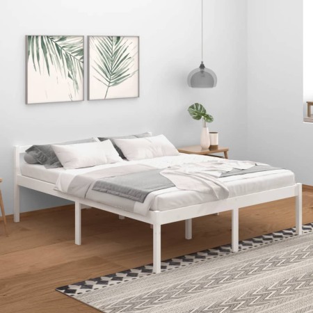 Bed for seniors solid white pine wood 160x200 cm by vidaXL, Beds and slatted bases - Ref: Foro24-810625, Price: 110,90 €, Dis...