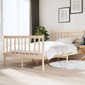 Small solid wood double bed frame 120x190 cm by vidaXL, Beds and slatted bases - Ref: Foro24-3101123, Price: 125,15 €, Discou...