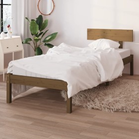 Solid pine wood bed frame honey brown 100x200 cm by vidaXL, Beds and slatted bases - Ref: Foro24-810140, Price: 52,99 €, Disc...