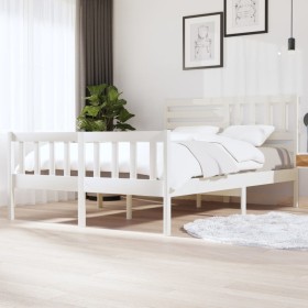 Estructura de cama de madera maciza blanca 140x200 cm de vidaXL, Camas y somieres - Ref: Foro24-3101154, Precio: 157,99 €, De...