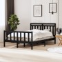 Estructura de cama de madera maciza negra 140x190 cm de vidaXL, Camas y somieres - Ref: Foro24-3100703, Precio: 167,77 €, Des...