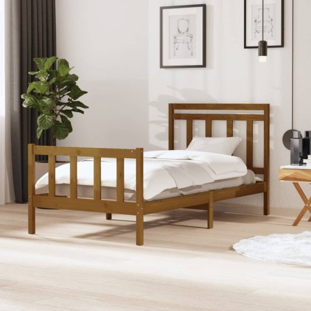 Estructura de cama madera maciza marrón miel 100x200 cm de vidaXL, Camas y somieres - Ref: Foro24-3100951, Precio: 115,16 €, ...