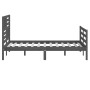 Estructura de cama doble madera maciza gris 135x190 cm de vidaXL, Camas y somieres - Ref: Foro24-3101065, Precio: 182,99 €, D...