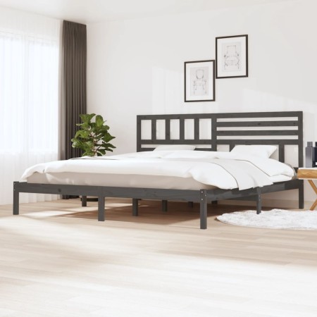 Estructura de cama de madera maciza de pino gris 200x200 cm de vidaXL, Camas y somieres - Ref: Foro24-3101045, Precio: 177,00...