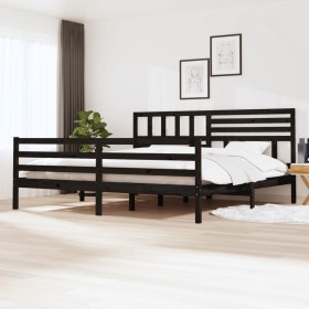 Black solid wood bed frame 180x200 cm by vidaXL, Beds and slatted bases - Ref: Foro24-3101107, Price: 188,99 €, Discount: %