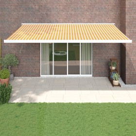 Retractable aluminum and yellow and white fabric awning 5x3 m by vidaXL, Awnings - Ref: Foro24-3154535, Price: 726,99 €, Disc...