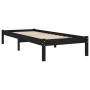 Black solid wood single bed frame 90x190 cm by vidaXL, Beds and slatted bases - Ref: Foro24-809986, Price: 96,53 €, Discount: %