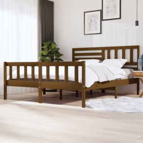 Estructura de cama de madera maciza marrón miel 180x200 cm de vidaXL, Camas y somieres - Ref: Foro24-3101171, Precio: 197,61 ...