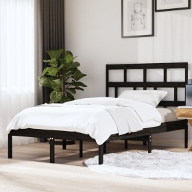 Solid black pine wood bed frame 140x200 cm by vidaXL, Beds and slatted bases - Ref: Foro24-3101222, Price: 166,99 €, Discount: %