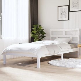 Estructura de cama madera maciza de pino blanco 90x200 cm de vidaXL, Camas y somieres - Ref: Foro24-3101204, Precio: 93,99 €,...