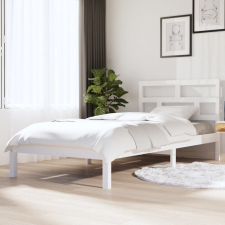 Solid white pine wood bed frame 90x200 cm by vidaXL, Beds and slatted bases - Ref: Foro24-3101204, Price: 95,42 €, Discount: %