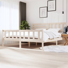 Solid wood bed frame 200x200 cm by vidaXL, Beds and slatted bases - Ref: Foro24-3101173, Price: 154,99 €, Discount: %