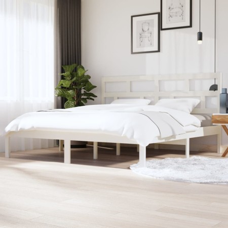 Estructura de cama madera maciza de pino blanco 200x200 cm de vidaXL, Camas y somieres - Ref: Foro24-3101239, Precio: 148,62 ...