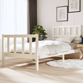 Weißer Massivholzbettrahmen 90x200 cm von vidaXL, Betten und Lattenroste - Ref: Foro24-3101139, Preis: 99,99 €, Rabatt: %