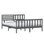 Estructura de cama de madera maciza gris 160x200 cm de vidaXL, Camas y somieres - Ref: Foro24-3101165, Precio: 171,99 €, Desc...