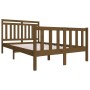 Estructura de cama doble madera maciza marrón miel 120x190 cm de vidaXL, Camas y somieres - Ref: Foro24-3100692, Precio: 138,...