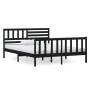 Estructura cama doble pequeña madera maciza negro 120x190 cm de vidaXL, Camas y somieres - Ref: Foro24-3101127, Precio: 183,2...