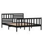 Estructura cama doble pequeña madera maciza negro 120x190 cm de vidaXL, Camas y somieres - Ref: Foro24-3101127, Precio: 183,2...