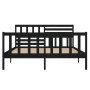 Estructura cama doble pequeña madera maciza negro 120x190 cm de vidaXL, Camas y somieres - Ref: Foro24-3101127, Precio: 183,2...