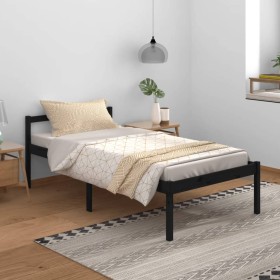 Bed for seniors solid black pine wood 100x200 cm by vidaXL, Beds and slatted bases - Ref: Foro24-810608, Price: 81,99 €, Disc...