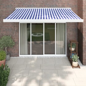 Retractable aluminum and blue and white fabric awning 3.5x2.5 m by vidaXL, Awnings - Ref: Foro24-3154522, Price: 471,85 €, Di...