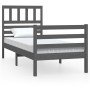 Estructura de cama de madera maciza gris 100x200 cm de vidaXL, Camas y somieres - Ref: Foro24-3101080, Precio: 112,99 €, Desc...