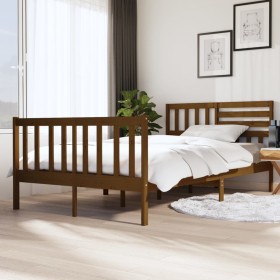 Estructura de cama de madera maciza marrón miel 120x200 cm de vidaXL, Camas y somieres - Ref: Foro24-3101151, Precio: 154,99 ...