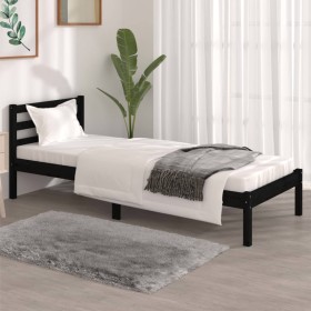 Estructura de cama madera maciza de pino negro 75x190 cm de vidaXL, Camas y somieres - Ref: Foro24-810394, Precio: 74,99 €, D...