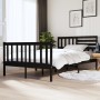 Black solid wood double bed frame 135x190 cm by vidaXL, Beds and slatted bases - Ref: Foro24-3101132, Price: 192,03 €, Discou...