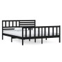 Black solid wood double bed frame 135x190 cm by vidaXL, Beds and slatted bases - Ref: Foro24-3101132, Price: 191,99 €, Discou...