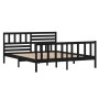 Black solid wood double bed frame 135x190 cm by vidaXL, Beds and slatted bases - Ref: Foro24-3101132, Price: 191,99 €, Discou...