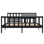 Black solid wood double bed frame 135x190 cm by vidaXL, Beds and slatted bases - Ref: Foro24-3101132, Price: 191,99 €, Discou...