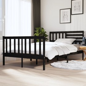 Black solid wood bed frame 140x190 cm by vidaXL, Beds and slatted bases - Ref: Foro24-3101137, Price: 188,01 €, Discount: %