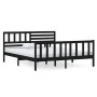 Black solid wood bed frame 140x190 cm by vidaXL, Beds and slatted bases - Ref: Foro24-3101137, Price: 188,49 €, Discount: %