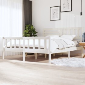 Estructura cama de madera maciza blanca super king 180x200 cm de vidaXL, Camas y somieres - Ref: Foro24-3101169, Precio: 177,...