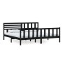 Black solid wood bed frame 200x200 cm by vidaXL, Beds and slatted bases - Ref: Foro24-3101177, Price: 225,99 €, Discount: %